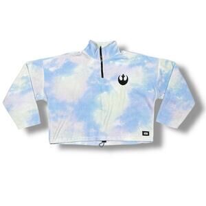 Disney Star Wars Rebel‎ Alliance Pastel Tie Dye Crop Fleece Pullover XL NWOT